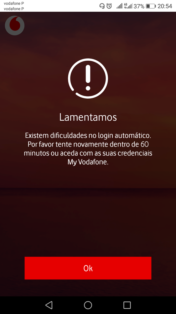 Erro na app My Vodafone