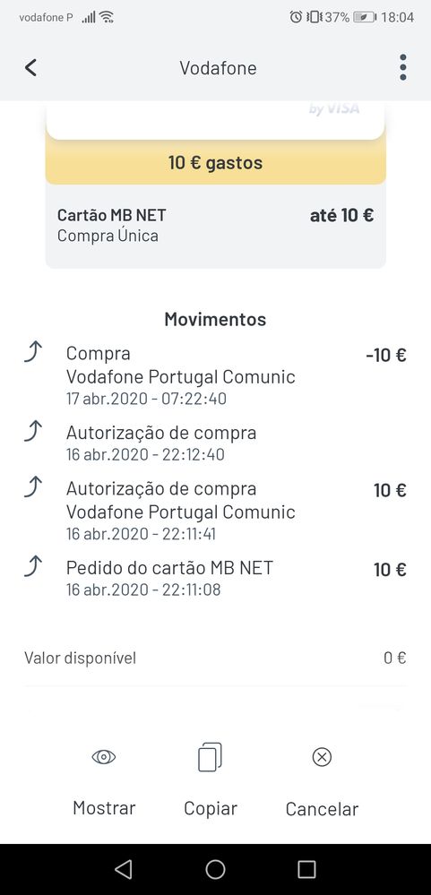 Primeiro carregamento