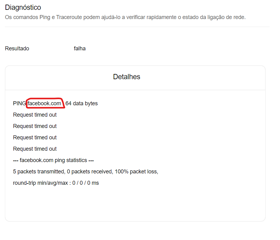 Diagnostico do facebook.com