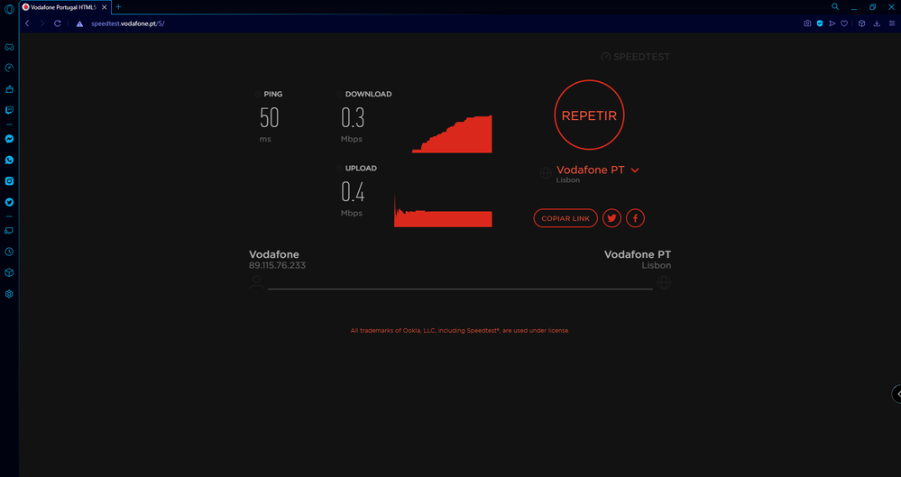 teste de velocidade de internet