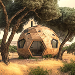 a house on the tree, a geodesic dome style in wood, in a nice terrain of cork oak trees_V1_2.png