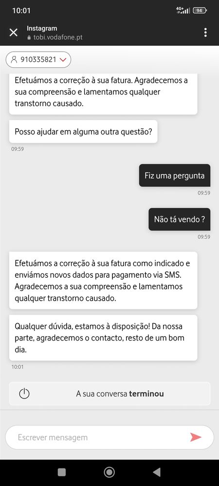 Encerrando a conversa na minha cara