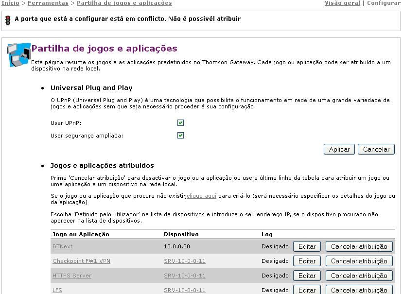Erro ao atribuir uma partilga FTP